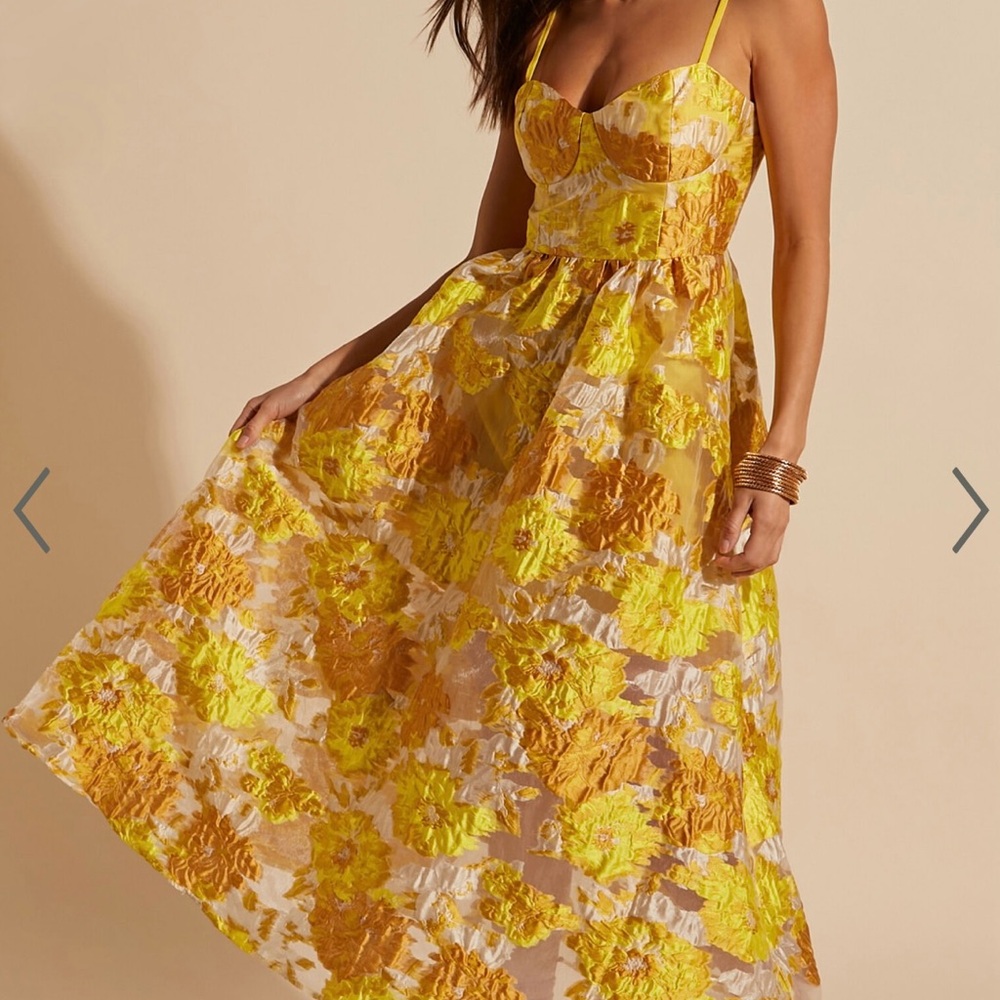 Floral Yellow and Gold Women's Dress